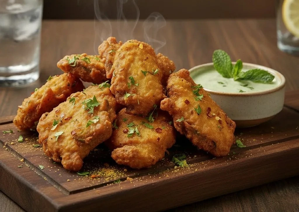 Fish Pakora golden fried fish at Royal Punjabi Restaurant Logan Avenue Winnipeg
